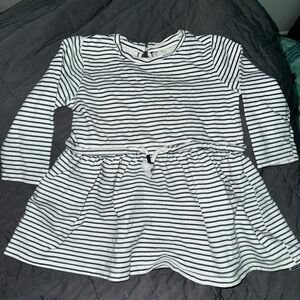 Mng Kids Black and White Striped Dress